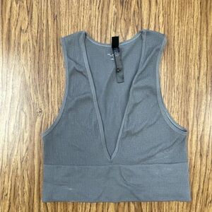 Out from Under (Urban Outfitters) grey deep v neck tank top, grey, size medium